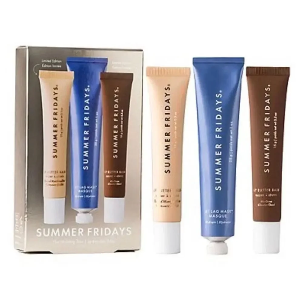 New Summer Fridays The Holiday Trio Lip Balm Set Toasted Marshmallow Hot Cocoa